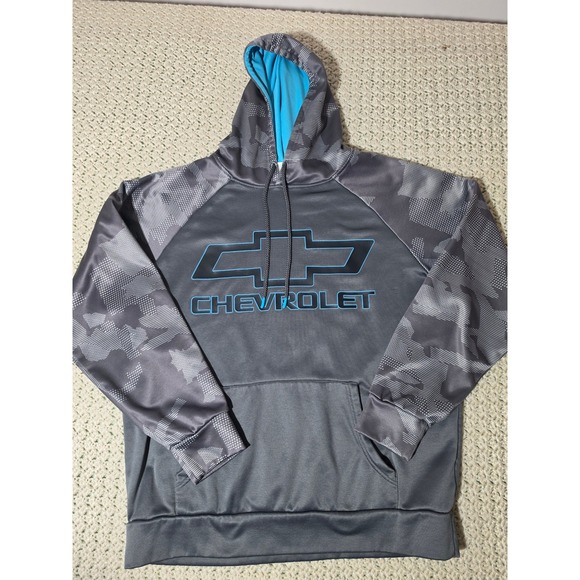 chevrolet Other - Chevrolet Hoodie Mens Large Gray Blue Good Camo Raglan Performance Pullover